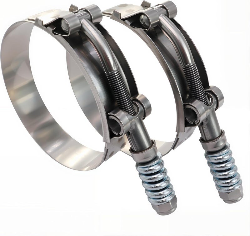 ROADFORMER 2.25" Heavy Duty T Bolt Hose Clamp Stainless Steel - Working Range 61-69mm for 2.25" I.D. Hose with 3mm - 6mm Wall Thickness, Auto-adjusting keeps Constant Tension (61mm - 69mm, 2 Pack) - Image 1